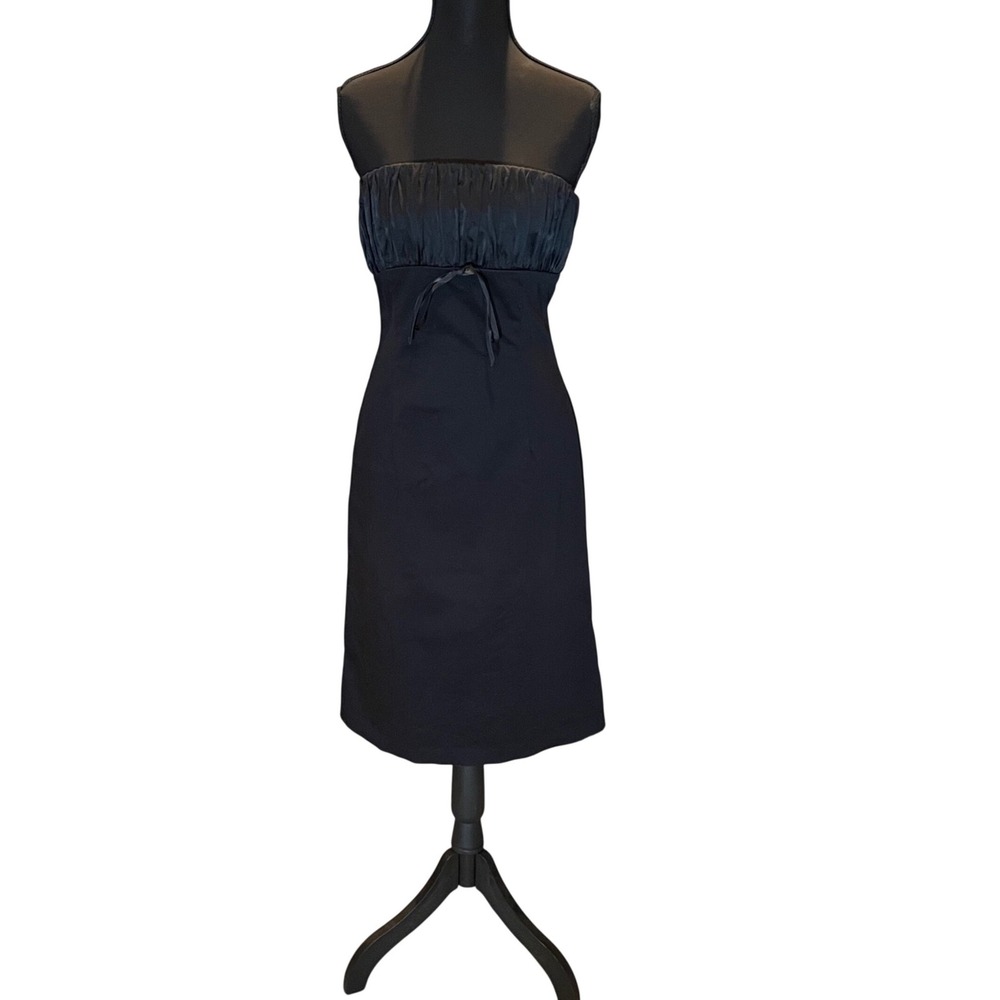 Ruth Black Strapless Silk Trim Empire Waist Cocktail Dress Size 2 Y2K Whimsigoth